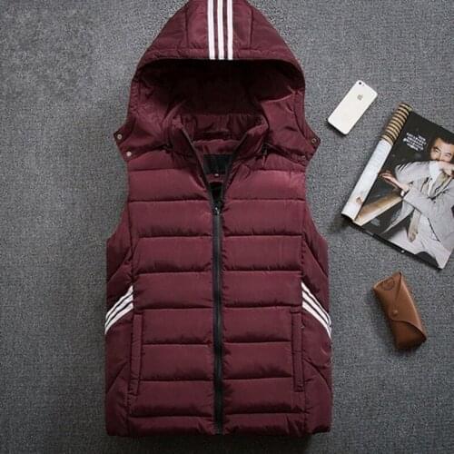 Autumn Winter Mens Thick Cotton Vest Plus Size 8XL Loose Zipper Fashion Hooded Vest Casual Sleeveless Jacket Blue/Red/Black/Gray
