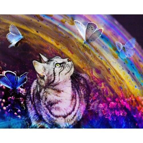 Animal Butterfly Flower DIY 11CT Embroidery Needlework Craft Cotton Thread Printed Canvas Home Decoration Hot Sell Dropshipping