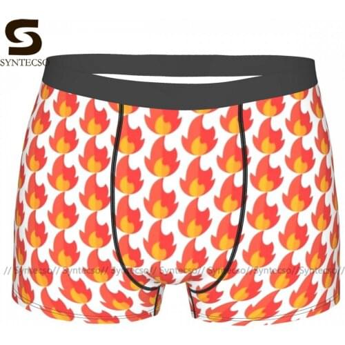 Fire Underwear Print Polyester Pouch Trunk Hot Boy Funny Boxer Brief