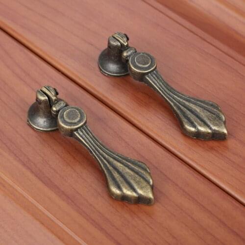 1Pcs Antique Chinese Furniture Handles Kitchen Drawer Cabinet Door Ring Knob Vintage Box Case Cupboard Pull Handles 75*20mm