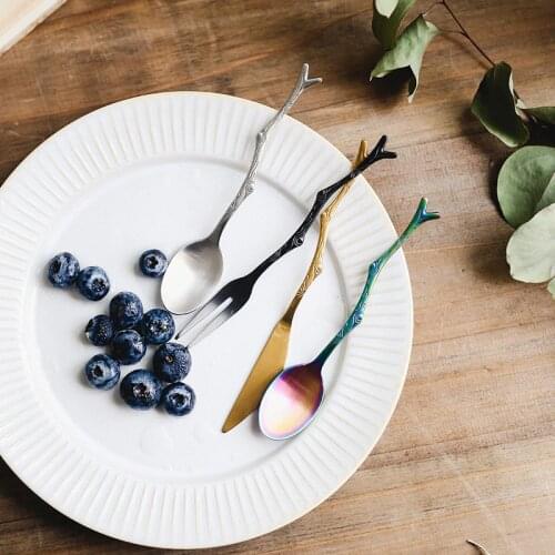 3PC Vintage Tableware Small Knife Fork coffeespoon for Fruit Dessert Snack Party Tools Stainless Steel Cutlery Set for Children