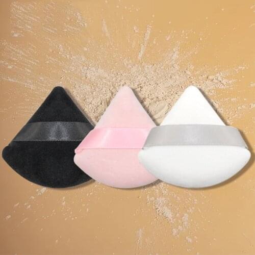 3pcs Triangle Powder Puff Flours Velvet Foundation Cream Mini MakeUp Sponge Puffs Make Up Tools Washable Lightweight