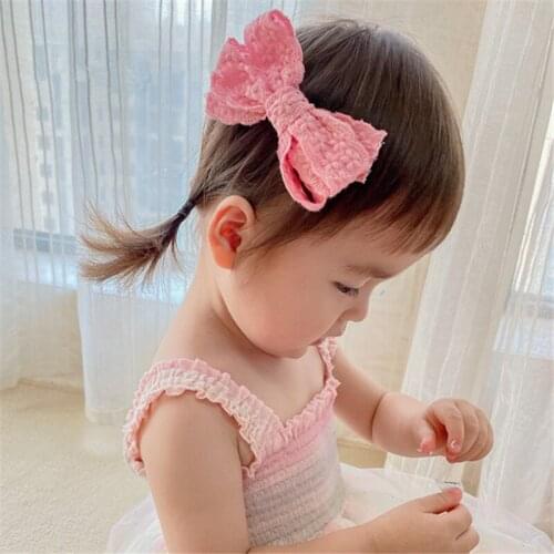 8pcs/lot Girls Kids Cute Hairpins Hairbands Cotton Bow Hair Clip Hair Ornament Fashion Headband Solid Color Hair Accessory