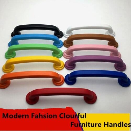 96mm modern simple fashion colourful furniture handles white blue black red green yellow oraange dresser drawer pull handle knob