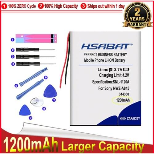 HSABAT 0 Cycle 1200mAh Battery for Sony NWZ-A845 A840 A844 E453 E463 NW-A728 NEZ-E353 NWZ-S755 Player Replacement Accumulator