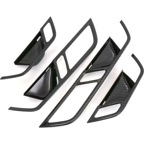 Car accessories For Audi A6 C8 2019 ABS carbon fiber black Inner Door Handle Bowl Cover Decoration Trim Sticker 4pcs Interior