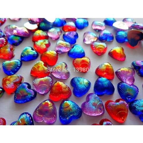 Free shipping mixed loading multi-colored heart shape 12mm 200pcs Acryl crystal rhinestones accessory gemstone beads