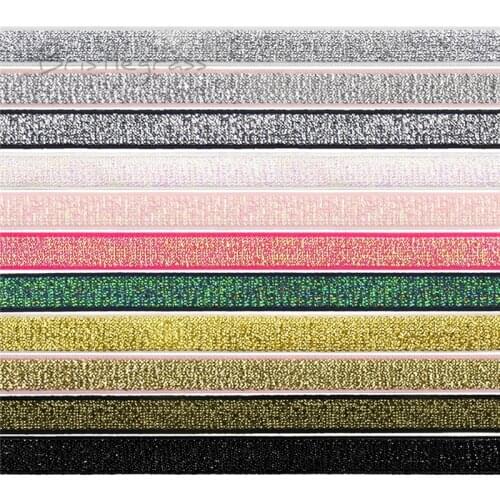 BRISTLEGRASS 100 Yard by Roll 3/8" 10mm Metallic Glitter Non-fold Over Elastic Spandex Band Bra Strap Lingerie Dress Sewing Trim
