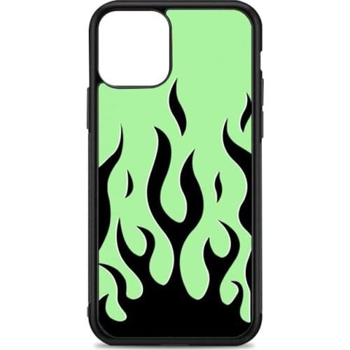 Green flames Phone Case for iPhone 12 mini 11 pro XS Max X XR 6 7 8 plus SE20 High quality TPU silicon and Hard plastic cover