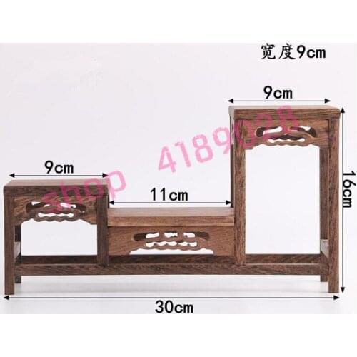 Solid wood chicken wing wood, middle and low two high curio shelves, ornament pendulum rack
