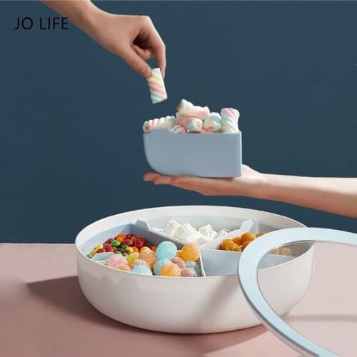 JO LIFE Macaron Double Layer Candy Box For Dried Fruits Nuts Multi Grid Clear Lid Detachable Snack Plates Party Serving Tray