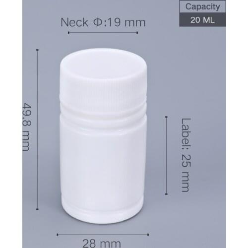 100PCS of 20ML small plastic bottle with lid for Medicine capsule pill Food Grade Container Pharmaceutical refillable bottles