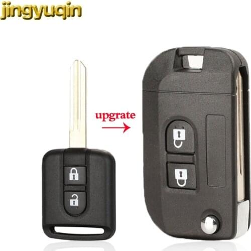 Jingyuqin Upgrated Flip Remote Car Key Shell Fob For Nissan Qashqai primera Micra Navara Almera Note Sunny 2 Buttons