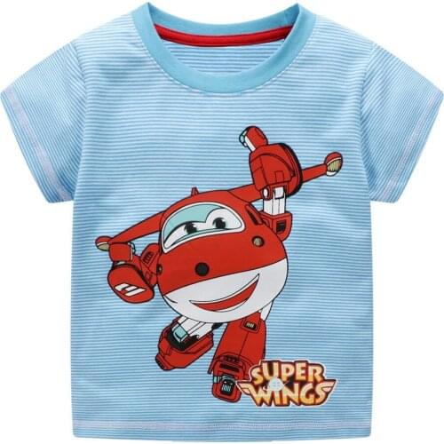 Jumping Meters Boy Tops Plane Printed Shirt Baby Tees Summer Clothes 18 Kids Tshirts For Boys Clothing Children