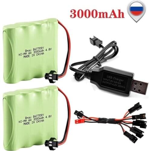 Upgrade 4.8v 3000mah NiMH Battery Charger Set For Rc toys Cars Tanks Robots Boats Guns Ni-MH AA 4.8v Rechargeable Battery Pack