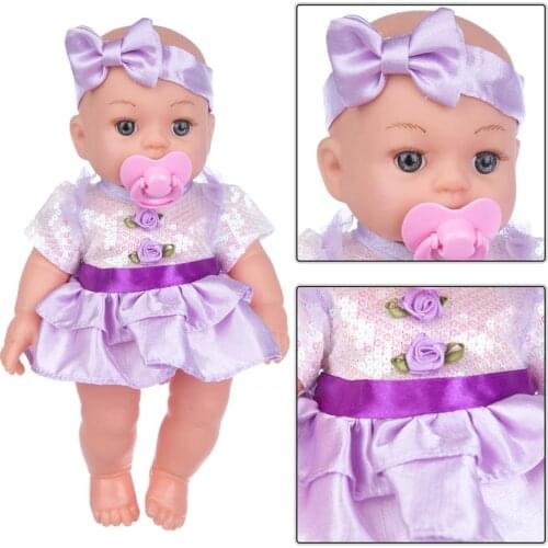 Flower Dress 12Inch Full Body SIlicone Reborn Babies Doll Bath Toy Lifelike Newborn Baby Doll