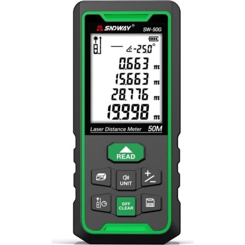 SW-50G Green Laser Distance Meter Rangefinder 50m Laser Range Finder Trena Electronic Level Ruler Laser Tape Measure