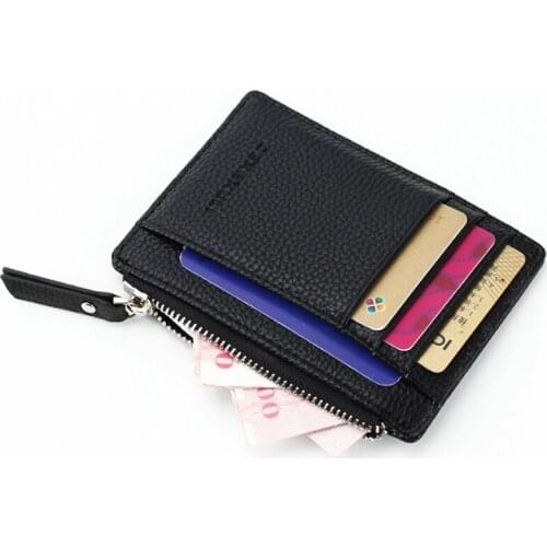 1 Pc Small Men Wallet Women Zipper Coin Pocket Ultra Thin Wallet Wallet Mini Leather Card Holders 8 Card Slots Purse 6 Colors