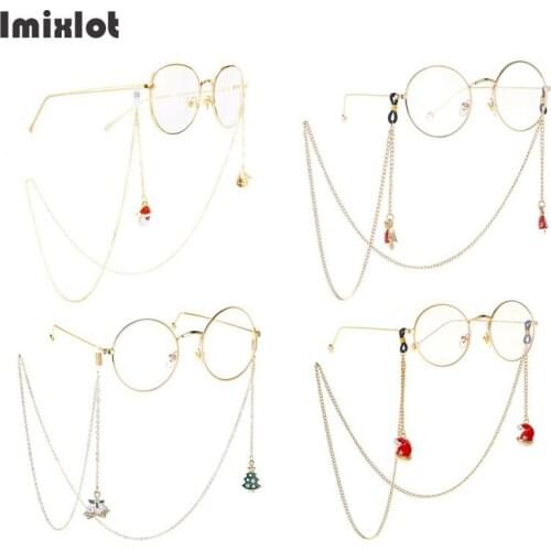 Fashion Reading Glasses Chains Santa Claus Hat Bell Pendant Sunglasses Eyeglass Chain Metal Eyewears Cord Holder Neck Strap Rope