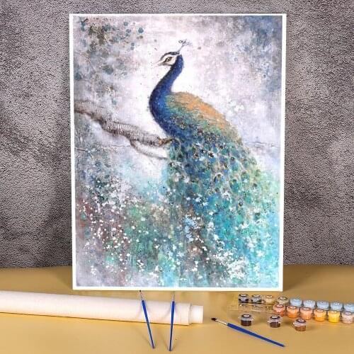 Animal Peacock DIY Paint By Numbers Complete Kit Acrylic Paints 50*70 Boards By Numbers Decoration For Adults Art