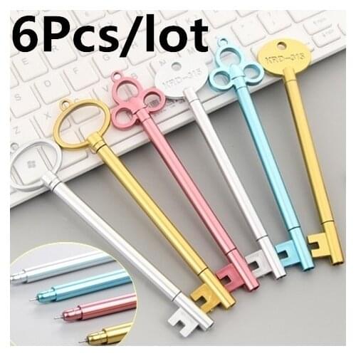 6Pcs/lot Keys Design Gel Pen Set Kawaii Stationery Pens Canetas Material Escolar Office School Supplies Stationary Gifts