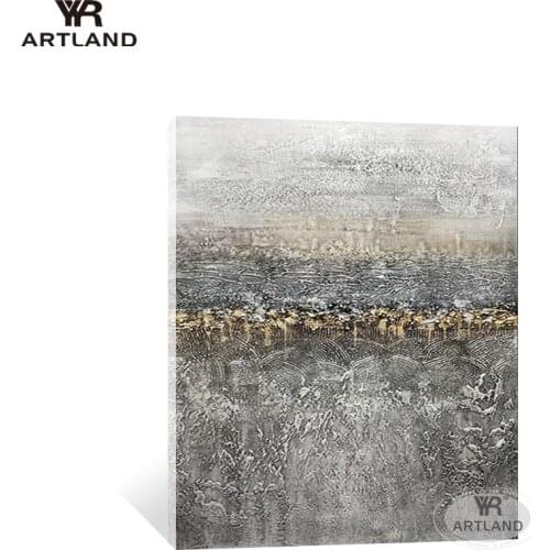 Hot sale wall art decoration hand painted abstract oil painting gray poster hanging picture for living room entrance no framed