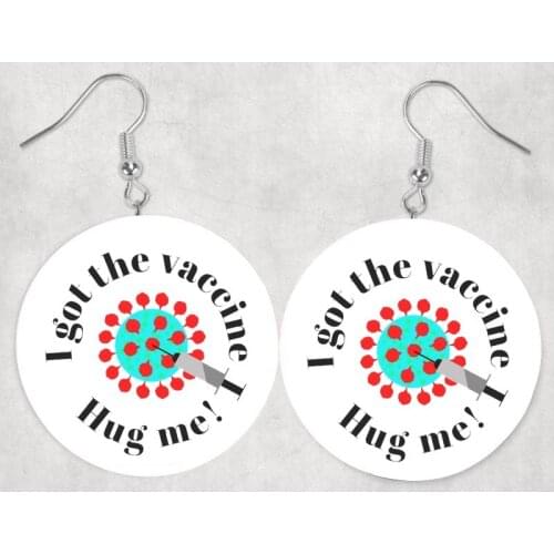 Don't Worry I m Vaccinated 2021 Earrings Faux Leather Nickel-Free Stock