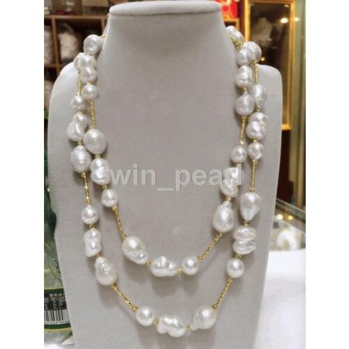 NEW 12-16MM large irregular shaped baroque pearl necklace 40inches