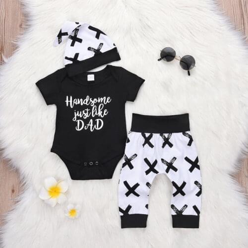 0-24M ClothesBoys Cotton Tops Kids Romper Infant Pants Leggings Baby Boy Outfits Newborn Clothing Toddler 3Pcs Set