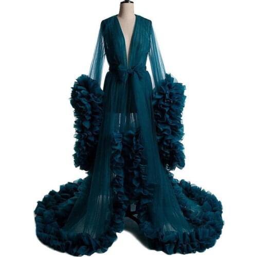 Hunter Green Pregnant Dresses Pajama Party Formal Women Robe De Soiree Women Nightgowns Shawel Maternity Photoshoot Gowns