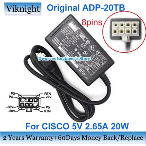 Genuine ADP-20TB Power Supply AC Adapter 5V 2.65A 34-1612-01 30V 0.13A 56V 0.08A For CISCO Laptop Charger 8pins