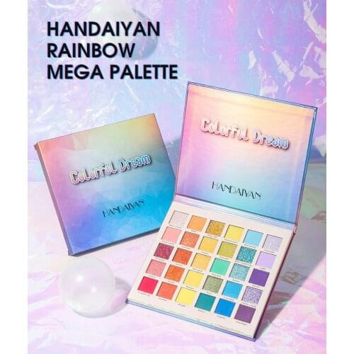 New Style HANDAIYAN 30 Colors Fade Into Hue Shadow Palette Colorful Dream Eyeshadow Waterproof Glitter Matte Neon Pigments