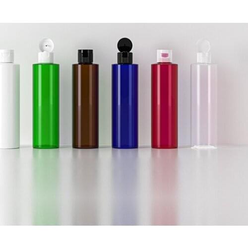 30pcs 250ml Plastic Refillable Cosmetic Bottles For Travel Packaging PET Flip Cover Cap Bottle 250cc Shampoo Lotion Container