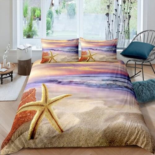 Sea Star Bedding Set Boys Teens 3D Themed Duvet Cover Dekbedovertrek 240x220 Bedclothes 2/3pcs Home Housse De Couette