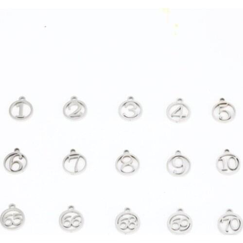 20PCS Charm Dangle Jewelry Arabic Numeral 1-10, 65-70 Charms Stainless Steel DIY Charms Accessories Necklace Jewelry