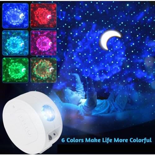 Galaxy Starry Sky Projector Night Light Ocean Wave Projector Colorful Nebula Cloud Lamp Atmospher Bedroom Beside Lamp Battery In
