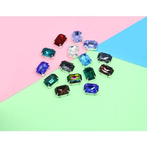 Rectangle octagon Glass Crystal with claw settings sewing rhinestones loose beads strass rhinestone for clothes needlework dress