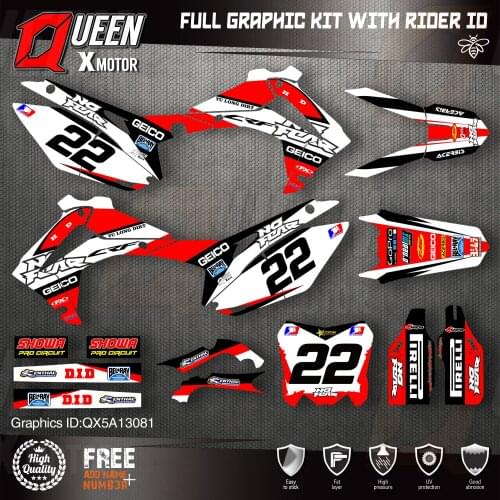 QUEEN X MOTOR Custom Team Graphics Backgrounds Decals Stickers Kit For HONDA 2014-2017 CRF250R 2013-2016 CRF450R 081