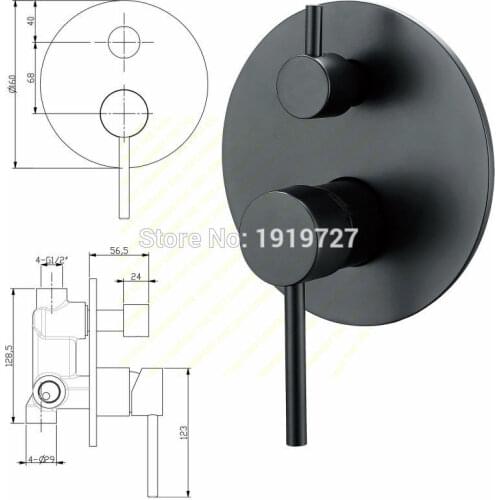 Vidric Bagnolux Rough-in Valve Single Handle Concealed Control Round Style 1/2 Inch IPS Connector Matt Black Wall Bath Shower M