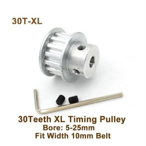 POWGE 30 Teeth XL Timing Pulley Bore 5-25mm Fit W=10mm XL Timing Belt 30T 30Teeth XL Synchronous Belt Pulley 30-XL
