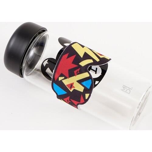 300ML Trendy Sticker Sports Bottle Glass Heat-Resistant Juice Cup Leakproof Water Bottle for Fitness Gym Drink Bottle Kettle