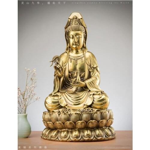 High-grade HOME family Patron saint God bring good luck Copper Avalokitesvara Guan yin buddha statue Asia Temple Worship Bless