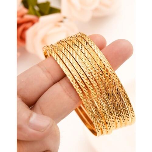 Bangrui Thin Bracelet Women Girls Gold Color Copper Bangles Dubai African India Party Birthday Gifts