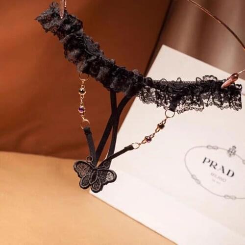 Sexy lingerie Femme Underwear Women Panties Ropa Interior Femenina Tanga Thong Lace Transparent Metal Ring String No Trace Girl