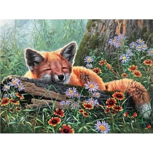 Daisy Embroidery Mosaic Craft Animal Fox Diy Diamond Painting Kits Crystal Picture Wall Paper Rhinestone Drawing Christmas Gift