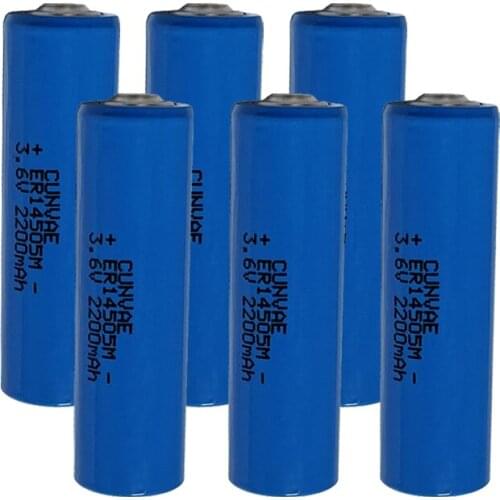 6PCS High quality AA Size 14505 3.6V 2200mAh Lithium Battery For Gas Meter Alarm LS-14500 ER14505H ER14505 High magnification