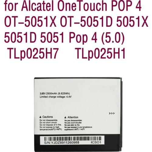 High quality Replaceme TLp025H1 battery for Alcatel 5051 Pop 4 (5.0) TLp025H1 TLp025H7 mobile phone