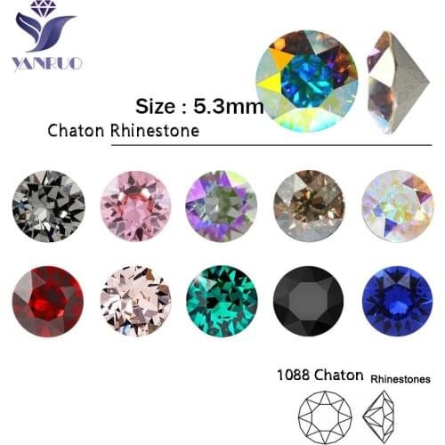 YANRUO 5.3mm Size Crystals Glass Nail Strass Rhinestones 1088 Chaton Charms Partition Rhinestone For Nails Art Decorations