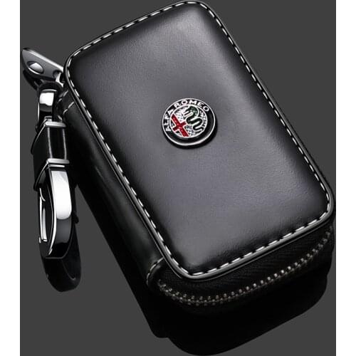 Keys Organizer Women Keychain Covers Zipper Key Case Bag For Alfa Romeo GTO A Men Key Holder Housekeeper Leather Car Key