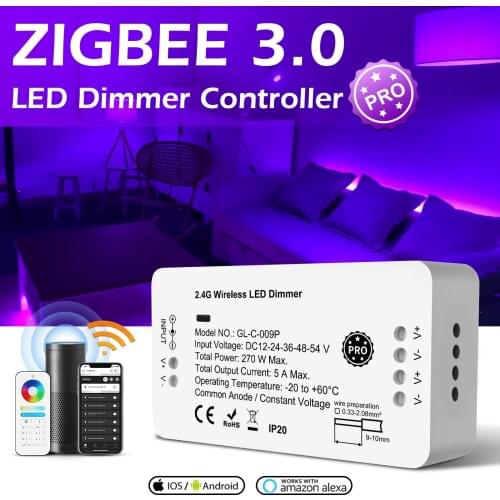 Zigbee 3.0 DC12-24V Smart Pro Dimmer LED ZigBee Strip Controller work with RF Remote, for LED Strip